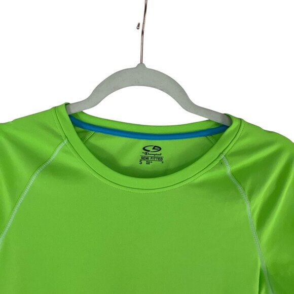 Champion Semi-Fitted Performance T-Shirt S Green Raglan Sleeves Workout Athletic - Picture 5 of 6